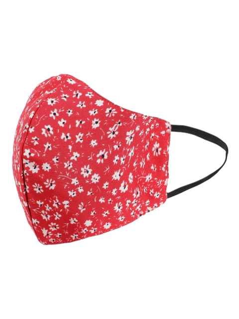 

THREAD MUSTER Women Red & White Floral Print 3-Ply Reusable Cloth Mask