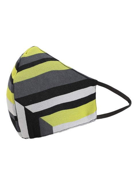 

THREAD MUSTER Women Black & Grey Striped 3-Ply Reusable Cloth Mask