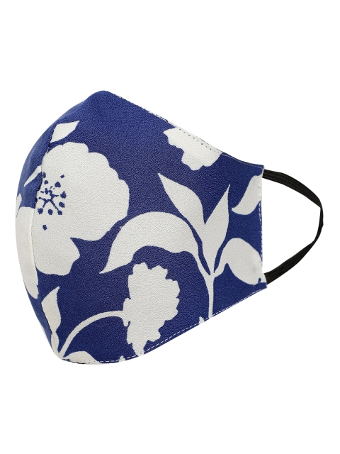 

THREAD MUSTER Women Blue & White Floral Printed 3-Ply Reusable Cotton Cloth Mask
