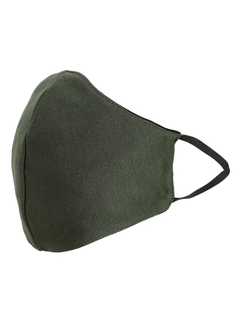

THREAD MUSTER Women Olive-Green Solid 3-Ply Reusable Cotton Cloth Mask