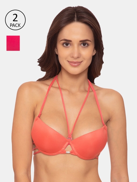 

Tweens Coral & Magenta Everyday Front Open Padded Bra