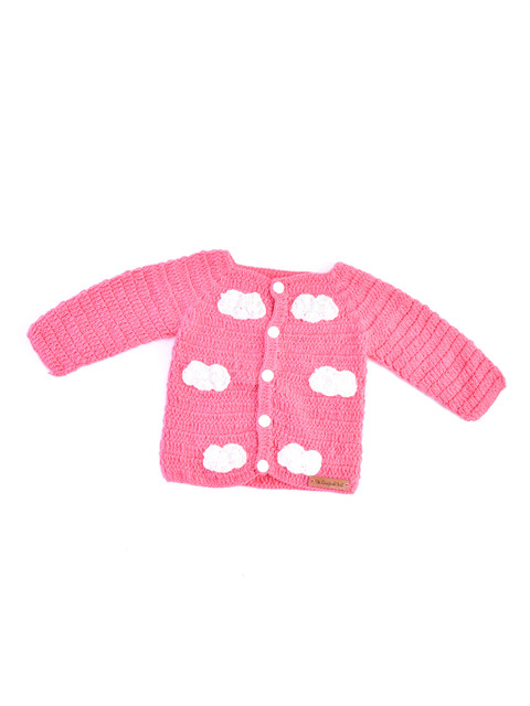 

The Original Knit Girls Pink & White Cable Knit Cardigan