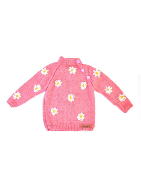 

The Original Knit Girls Rose & White Floral Embroidered Sweater Vest