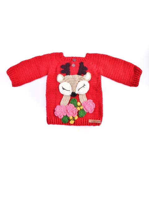 

The Original Knit Unisex Kids Red & Beige Cable Knit Pullover