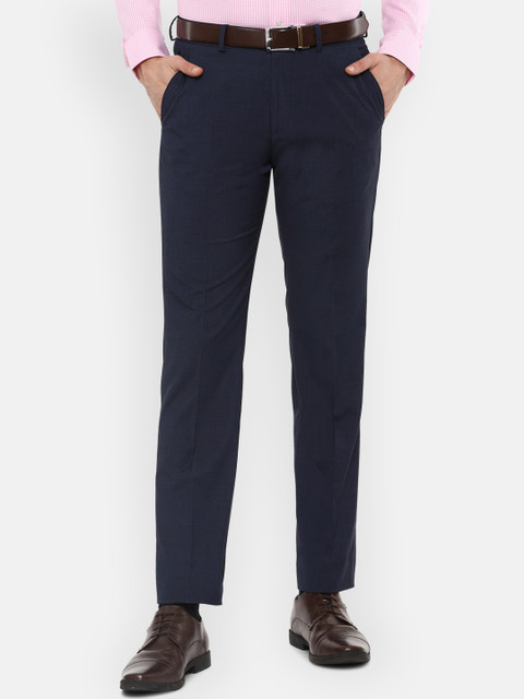 

Louis Philippe Men Navy Blue Mid-Rise Regular Fit Formal Trousers