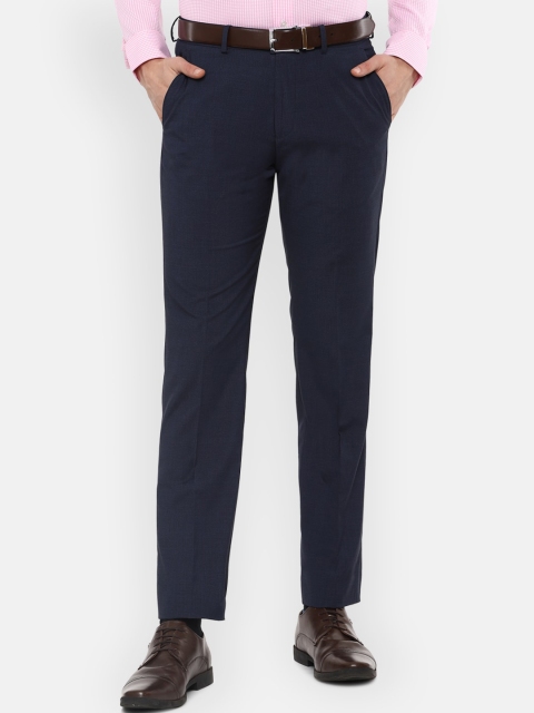 

Louis Philippe Men Navy Blue Solid Mid-Rise Formal Trousers