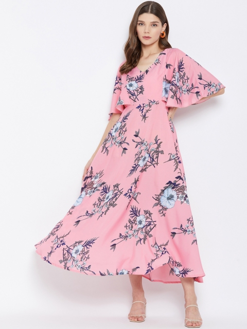 

U&F Pink Floral Crepe Maxi Dress