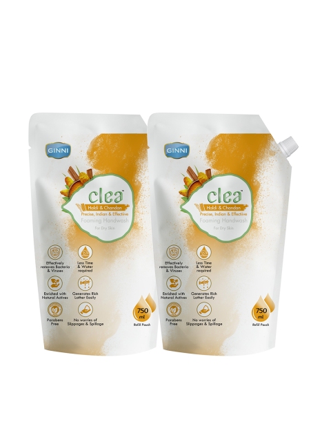 

Clea Pack of 2 Haldi & Chandan Foaming Handwash 750ml, Orange