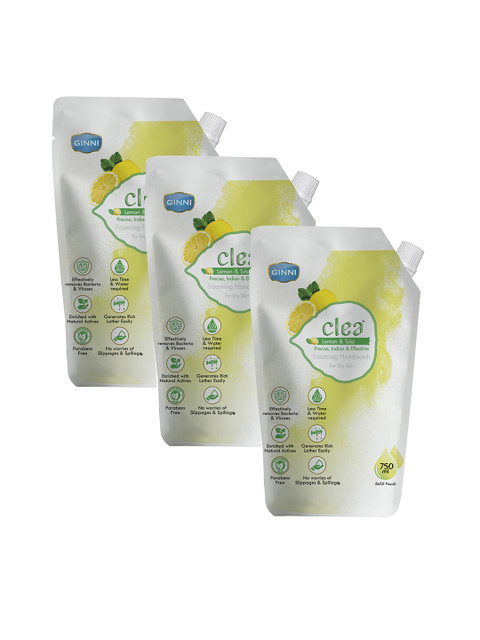

Clea Pack of 3 Lemon & Tulsi Foaming Handwash - 750ml, Green