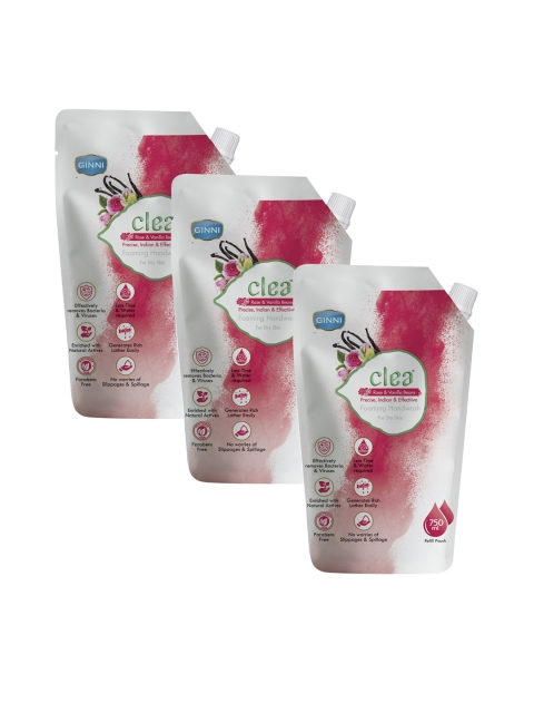 

Clea Pack of 3 Rose & Vanilla Beans Foaming Handwash 750ml (), Red