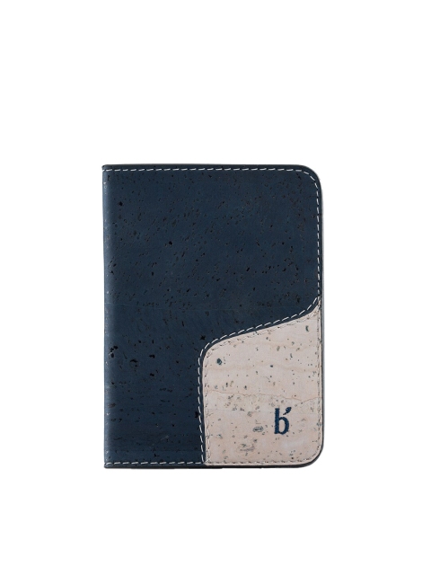 

Beej Unisex Navy Blue & Beige Coloublocked Textured Cork Sustainable Passport Holder