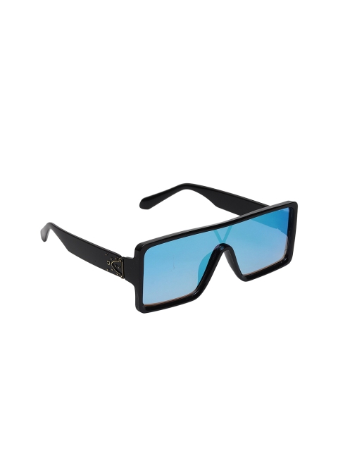 

Swiss Design Unisex Blue Lens & Black Square Sunglasses with UV Protected Lens