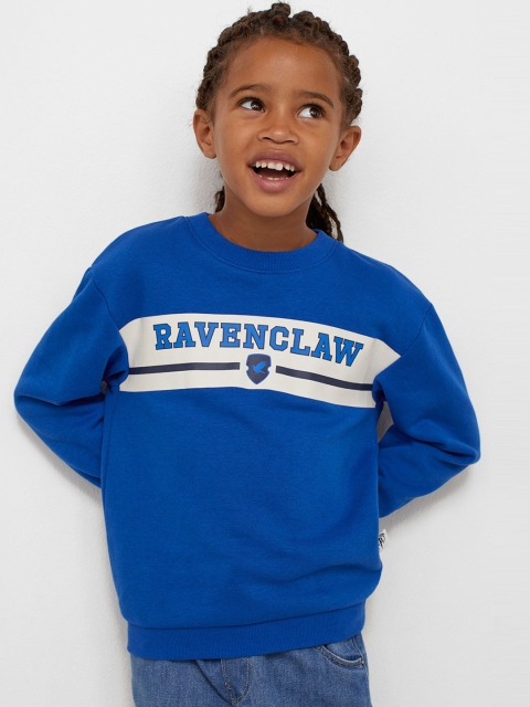 

H&M Girls Blue & White Printed sweatshirt