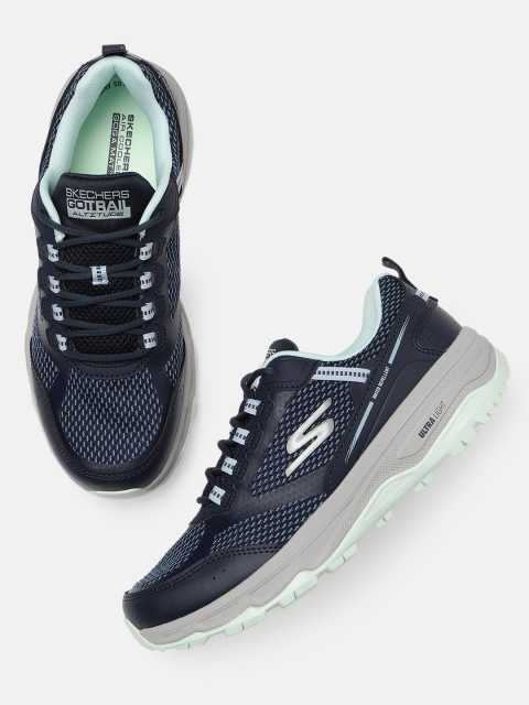 

Skechers Women Navy Blue Solid Go Run Trail Altitude Air Cooled Goga Mat Running Shoes