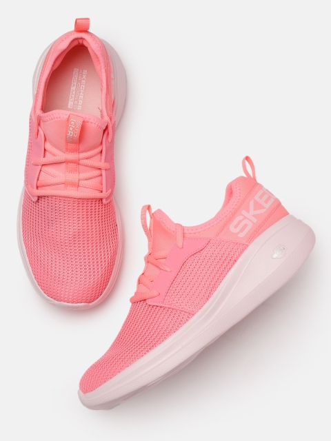

Skechers Women Pink Solid Go Run Fast Quick Step Air Cooled Goga Mat Running Shoes