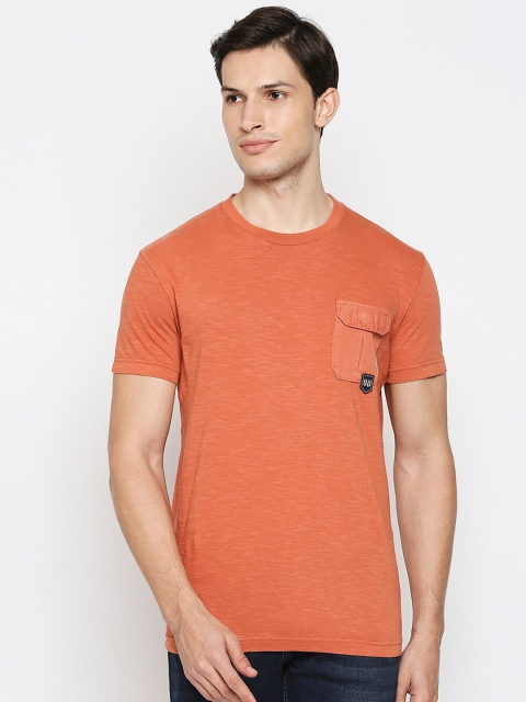 

Mufti Men Rust Pockets Slim Fit Cotton Pure Cotton T-shirt