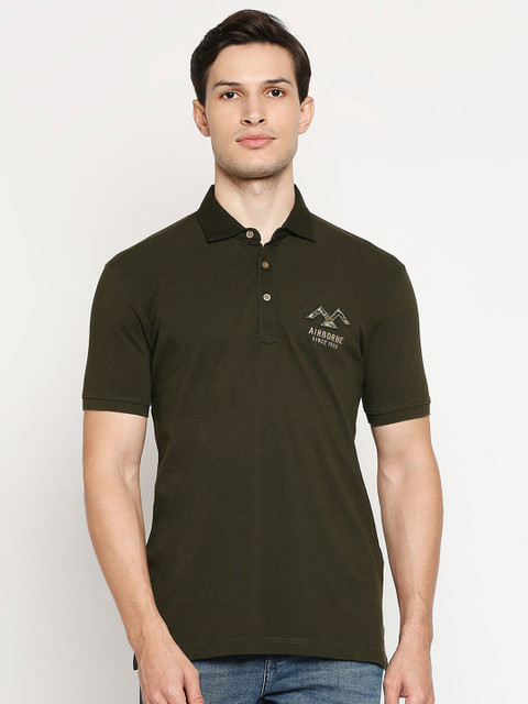 

Mufti Men Olive Green Polo Collar Slim Fit Cotton Pure Cotton T-shirt