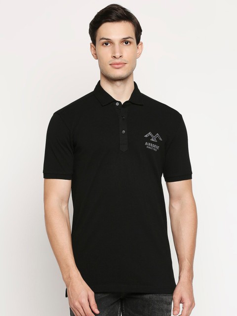 

Mufti Men Black Polo Collar Slim Fit Cotton Pure Cotton T-shirt