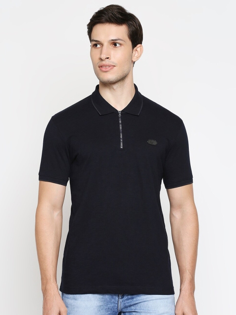 

Mufti Men Navy Blue Polo Collar Slim Fit Cotton Pure Cotton T-shirt