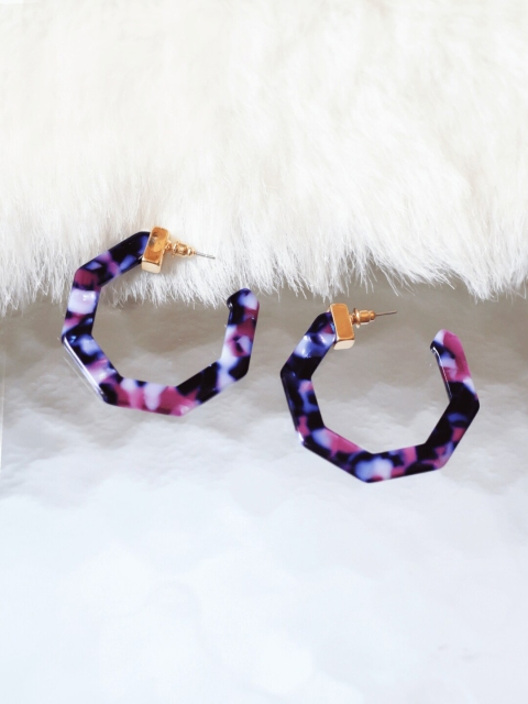 

Bellofox Purple Contemporary Half Hoop Earrings