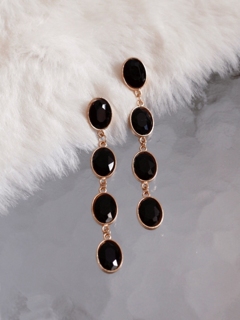 

Bellofox Black & Gold Oval Shaped Drop Earrings