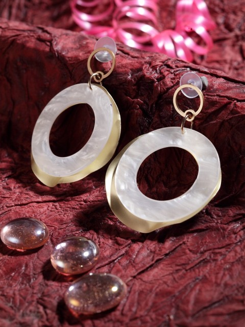 

DIVA WALK Gold-Plated & White Handcrafted Contemporary Drop Earrings