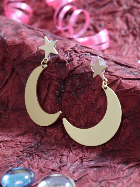 

DIVA WALK Gold-Plated Handcrafted Crescent Shaped Drop Earrings
