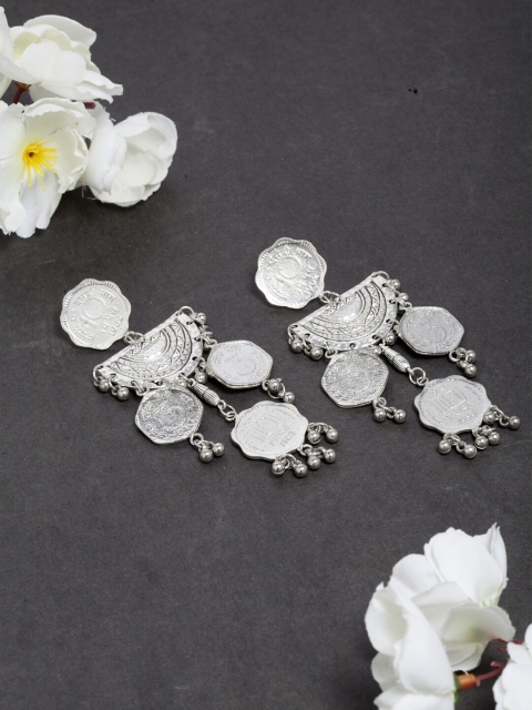 

DIVA WALK Silver-Plated Handcrafted Contemporary Drop Earrings