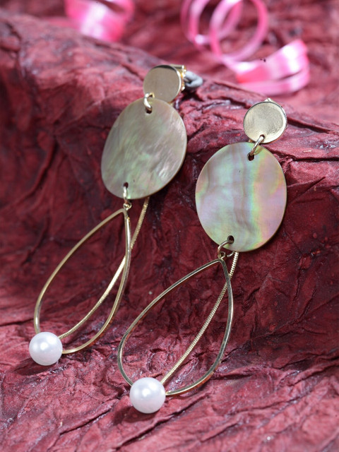 

DIVA WALK Gold-Plated & White Handcrafted Contemporary Drop Earrings