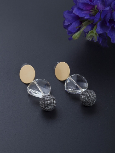 

DIVA WALK Gold-Plated Black & Transparent Handcrafted Contemporary Drop Earrings
