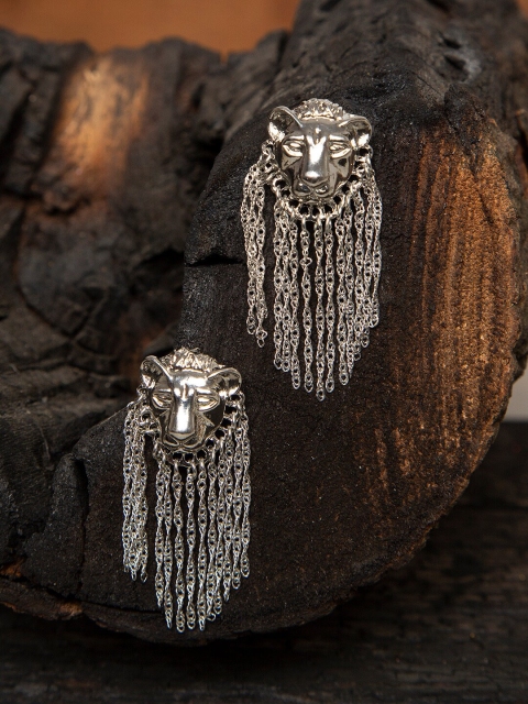 

DIVA WALK Silver-Plated Handcrafted Animal Shaped Drop Earrings