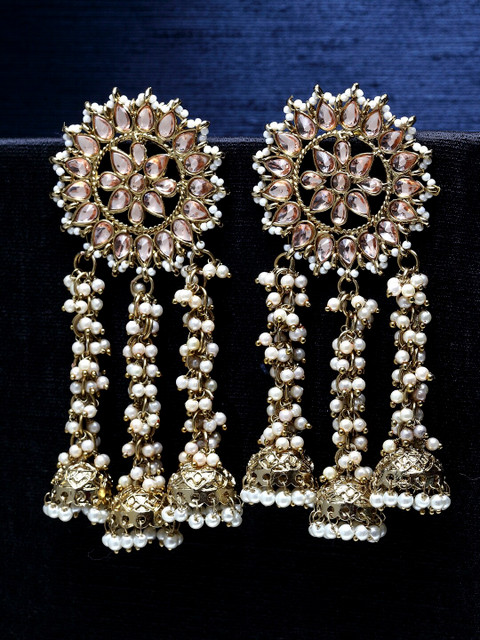 

ANIKAS CREATION Gold-Plated Contemporary Jhumkas Earrings