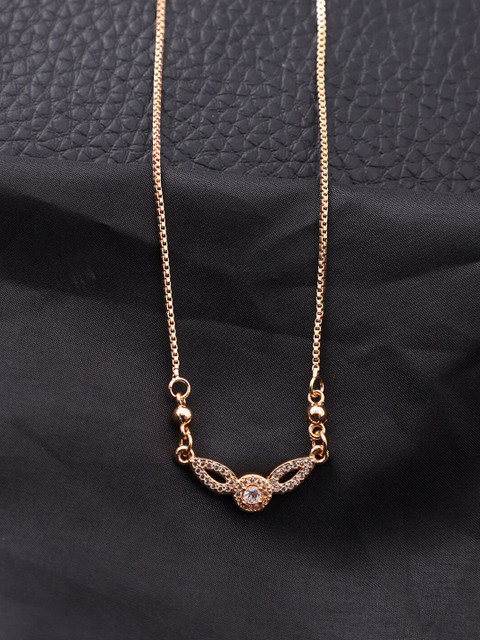 

ANIKAS CREATION Rose Gold & White Rose Gold-Plated Handcrafted Necklace