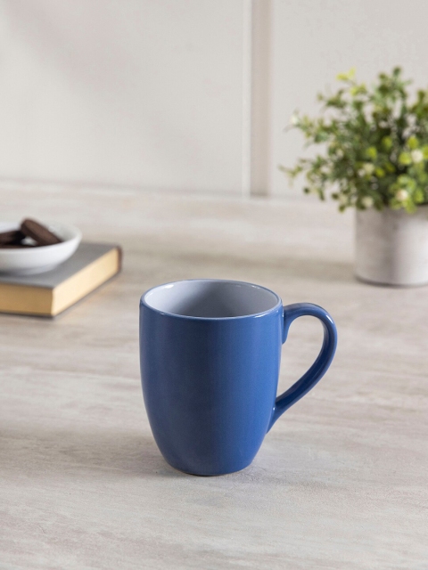 

Pure Home and Living Set Of 6 Blue Solid Ceramic Glossy Mugs