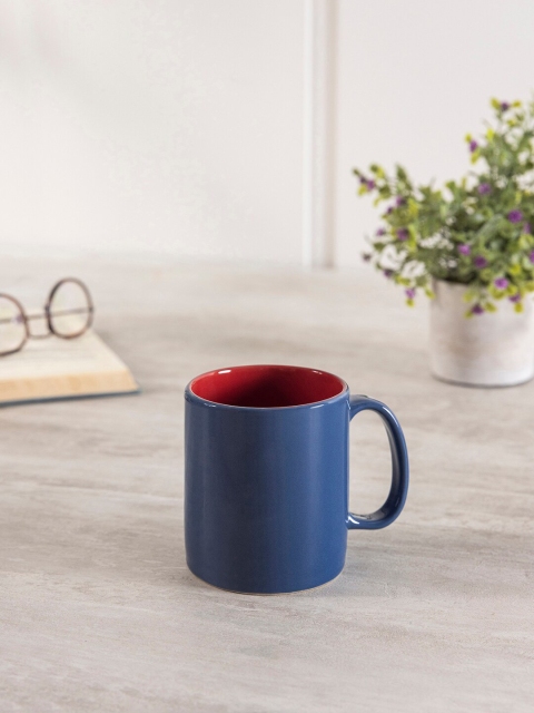 

Pure Home and Living Set Of 6 Blue Solid Ceramic Mugs