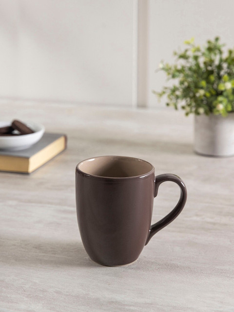 

Pure Home and Living Set Of 6 Brown Solid Ceramic Glossy Mugs