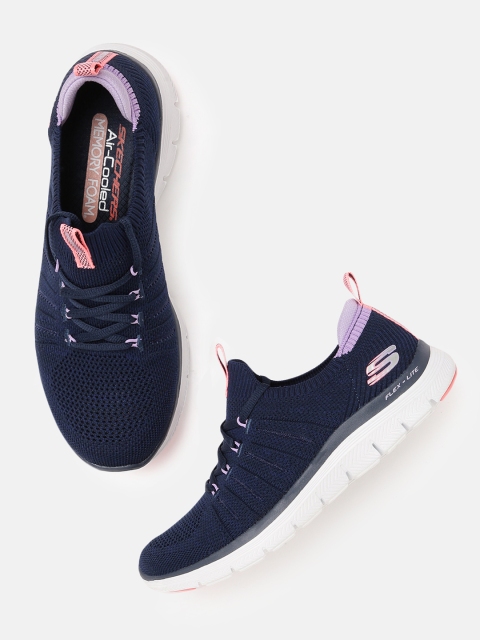 

Skechers Women Navy Blue & Lavender Regular Flex Appeal 4.0-Victory Lap Sneakers