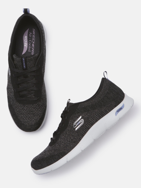 

Skechers Women Black ARCH FIT REFINE - LAVISH WISH Textured Sneakers