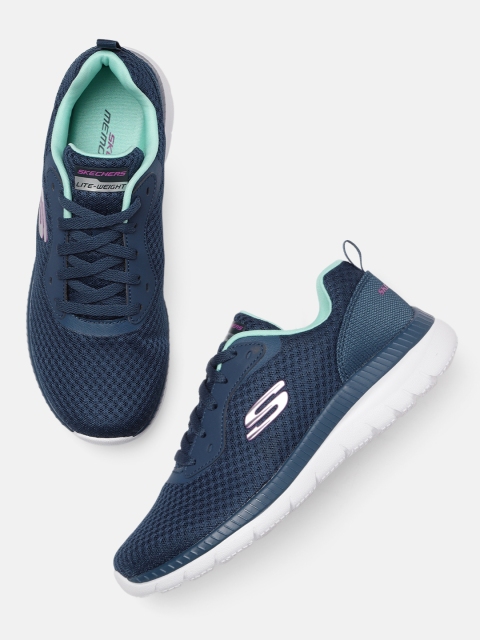 

Skechers Women Navy Blue BOUNTIFUL Textured Sneakers