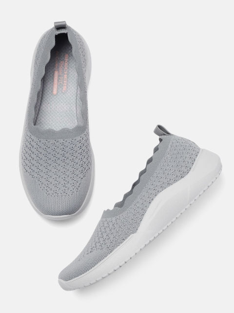 

Skechers Women Grey Woven Design Seager Cup - Casual Convo Air-Cooled Memory Foam Sneakers
