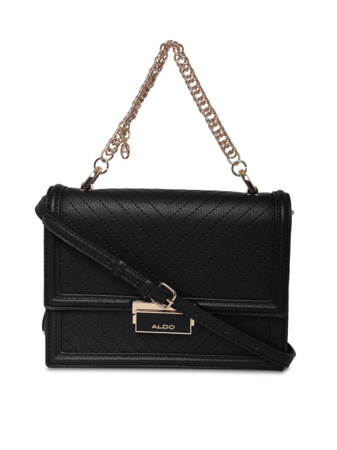 

ALDO Black Textured PU Structured Handheld Bag with Quilted