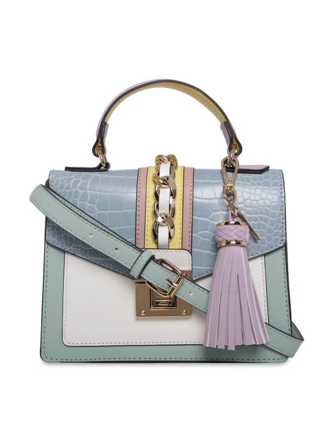 

ALDO Blue Textured PU Structured Satchel with Tasselled