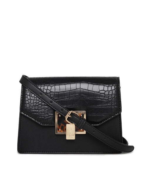 

ALDO Black Animal Textured PU Structured Satchel