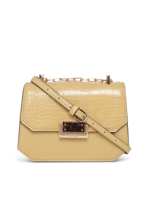 

ALDO Yellow Animal Textured PU Structured Handheld Bag