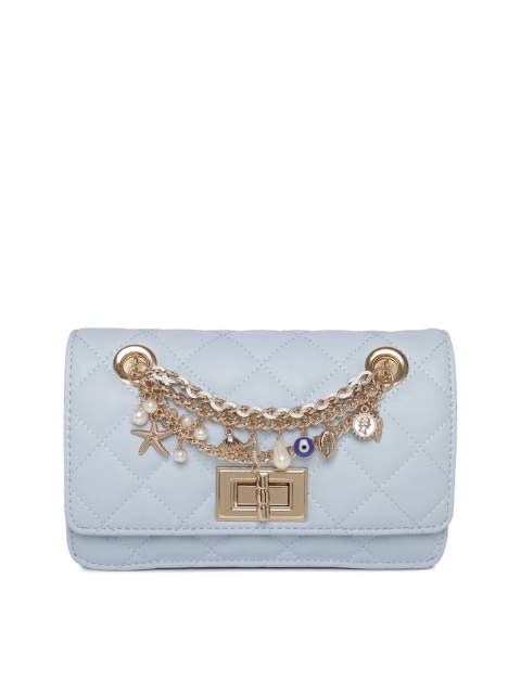 

ALDO Blue Embellished PU Structured Sling Bag with Quilted