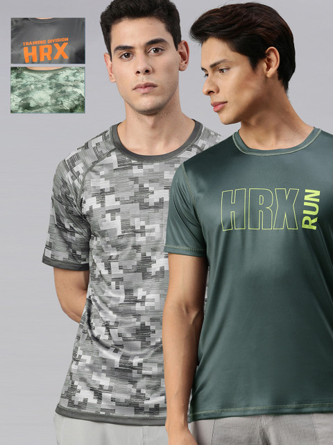 

HRX By Hrithik Roshan Men Pack of 2 Reversible Rapid-Dry Running & Training T-shirts, Green