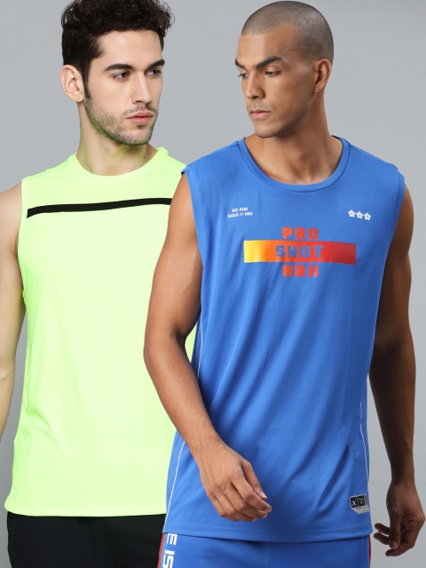 

HRX by Hrithik Roshan Men Pack of 2 Rapid-Dry Basketball & Training T-shirts, Fluorescent green