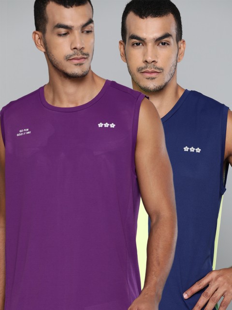 

HRX By Hrithik Roshan Men Pack of 2 Anti-Static Rapid-Dry Basketball T-shirts, Yellow