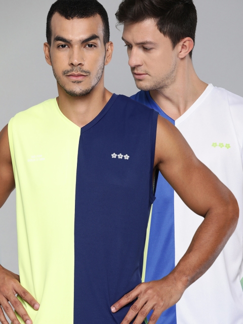 

HRX By Hrithik Roshan Men Pack of 2 Colourblocked Anti-Static Rapid-Dry Basketball T-shirts, Blue