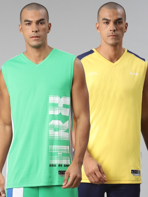 

HRX By Hrithik Roshan Men Pack of 2 Anti-Static Rapid-Dry Basketball T-shirts, Yellow